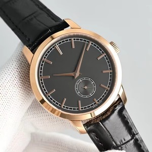 Matte <b>Black</b> Dial Rose Gold Case Mechanical Timepiece <b>Men</b> Small Seconds 2026 New Luxury Gents Dress <b>Watch</b> <b>Black</b> Leather - Product Image 2