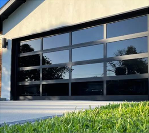 Portes de garage électriques modernes en aluminium anodisé couleur noire prix pleine vue <span class=keywords><strong>porte</strong></span> de garage <span class=keywords><strong>sectionnelle</strong></span> automatique en verre transparent - Product Image 5