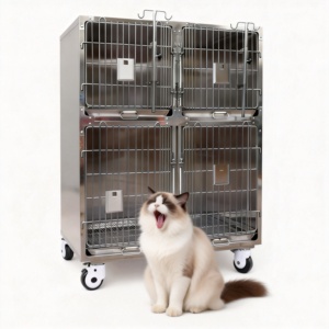 Cage vétérinaire moderne de luxe pour hôpital vétérinaire, 4 portes, en acier inoxydable 304, design écologique, pieds antidérapants, spacieuse - Product Image 1