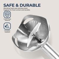 Mélangeur électrique avec poignée ergonomique, conception détachable 4 en 1, contenants de 500ml/700ml et 4 lames en acier inoxydable