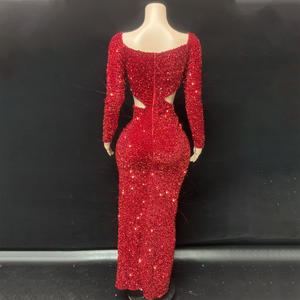 Novance Y5573 Productos al por Mayor, Vestido <span class=keywords><strong>de</strong></span> <span class=keywords><strong>Noche</strong></span> Rojo <span class=keywords><strong>de</strong></span> Manga Larga con Lentejuelas, Vestidos <span class=keywords><strong>de</strong></span> Cóctel Elegantes para Graduación, Disfraz <span class=keywords><strong>de</strong></span> Cantante - Product Image 6