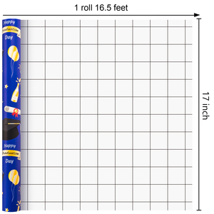 Original graduation season blue and gold 5-meter hat <b>pattern</b> wrapping <b>paper</b> for graduate - Product Image 4