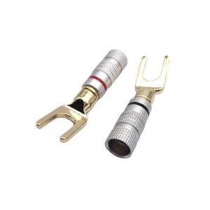 Vàng-mạ 4mm chuối cắm kết nối solderless ngã ba Spade thiết bị đầu cuối âm thanh loa Y/u loại phích cắm cáp dây nối - Product Image 6