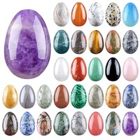 Œufs en Cristal 30x20mm, Statues Ornementales, Cristaux de Roche Polis, Artisanat de Sculpture sur Pierre, Pierres Cadeaux pour l'Équilibre et la Décoration Intérieure