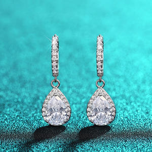 E3475 White Gold Drop Earrings <b>Water</b> Drop Shape Claw Setting <b>Crystal</b> Rhinestone Women's Wedding Classic Style - Product Image 6