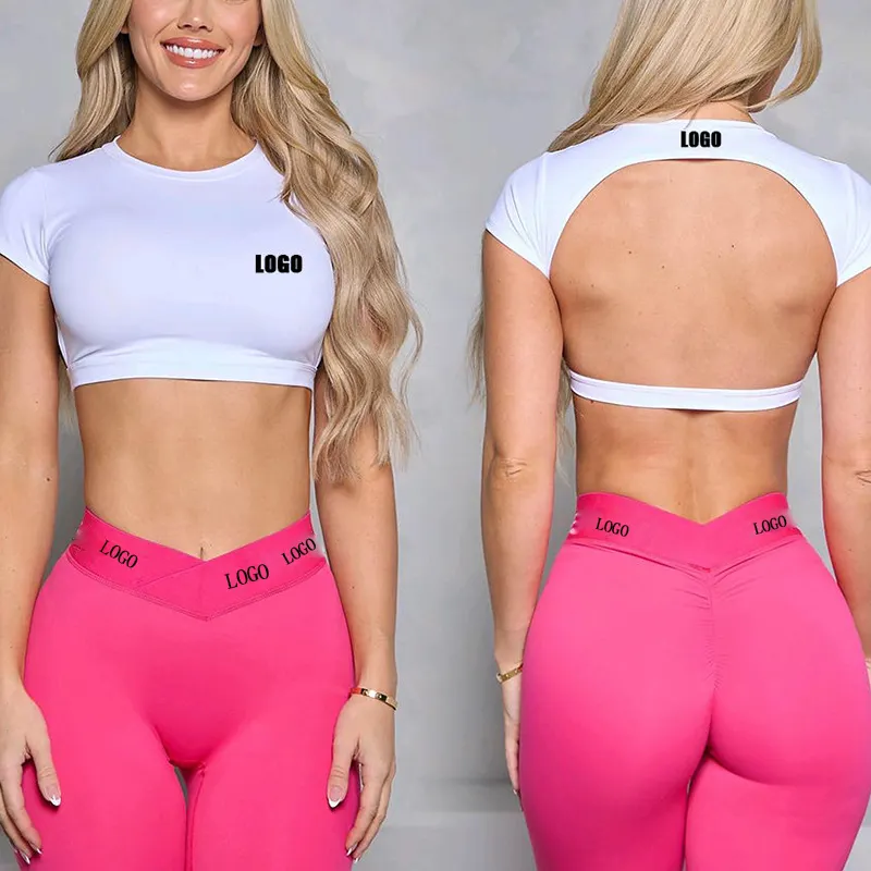 New Arrival Women's Yoga Tee Summer Shorts Sleeve Shirt Gym Fitness Girls T-shirt Round Neck Crop Tops for Women