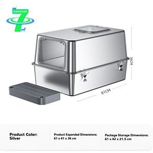 Caja de Arena para Gatos de Acero Inoxidable DSDT, Resistente, Duradera, Fácil de Limpiar, Control de Olores, Anti-Salpicaduras, CLB-032 - Product Image 5