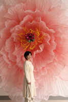 Grande fleur de pivoine en organza - Pivoine géante en soie 3D pour décoration de mariage