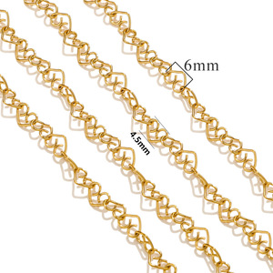 Cadena de Eslabones en Forma de Corazón al por Mayor por Metros para Joyería |   Acero Inoxidable Chapado en Oro PVD de 18K |   Impermeable, Hipoalergénico y Resistente a la Decoloración - Product Image 6