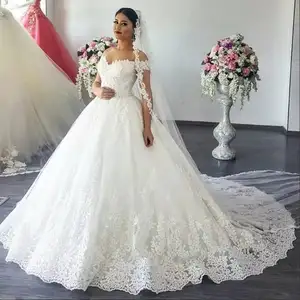 2020 Popular Style Off Shoulder Applique Ball Gown Princess Bridal Wedding Gowns Custom Made Wedding Dresses