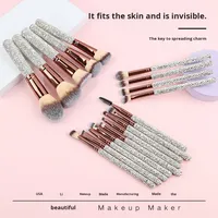 Professionnel personnalisé 18 pièces strass luxe maquillage pinceau ensemble poudre libre Blush ombre à paupières correcteur applicateur outils de beauté