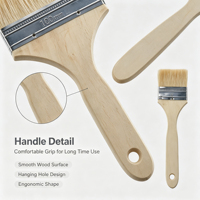 Ensemble de pinceaux à poils mixtes multi-tailles, manche en bois court, virole argentée, pour peinture murale, barbecue, pâtisserie, nettoyage de la poussière