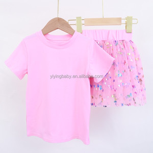 Set di Abbigliamento Estivo <span class=keywords><strong>per</strong></span> Bambine all'Ingrosso, Casual e Carino, <span class=keywords><strong>Maglietta</strong></span> a Maniche Corte e Gonna con Paillettes, Completo 2 Pezzi - Product Image 3