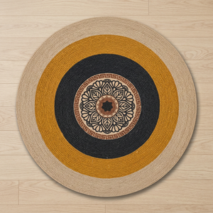 Bohemian Braided <b>Jute</b> Area <b>Rug</b> Handmade Natural Eco Friendly Washable Rustic Circular Carpet Floor Mat Home Living Room Bedroom - Product Image 5