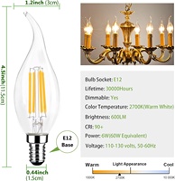 JESLED E12/E14/E27/E26/B22 ampoule à filament LED transparente AC220V 110V rétro Vintage lampes décor à la maison ampoules en verre lumière ETL répertorié