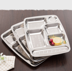 Rettangolare School Prison 3/4/5/6 sezioni caffetteria disordine vassoi per il pranzo vassoio per piatti divisi in acciaio inossidabile - Product Image 6