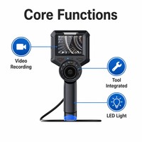 Caméra d'inspection industrielle par endoscope vidéo, type outil, écran IPS HD 3,5 pouces, articulation à 360°, sonde flexible à 220°, IP67, 1MP 1280x720