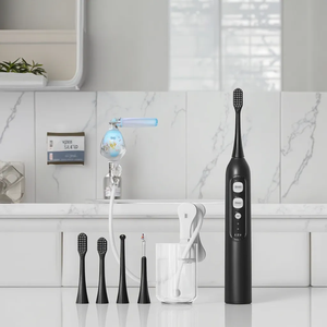 Bomba de hilo dental de <span class=keywords><strong>agua</strong></span> recargable eléctrica 3 en 1, <span class=keywords><strong>cepillo</strong></span> de <span class=keywords><strong>dientes</strong></span> dental <span class=keywords><strong>con</strong></span> 3 cabezales para limpieza de cálculo de placa de <span class=keywords><strong>dientes</strong></span> - Product Image 1