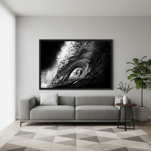 <b>Black</b> and White Wave Art: Modern Printed Canvas for Office Decor,<b>BLACK</b> <b>FRAMED</b> CANVAS - Product Image 3