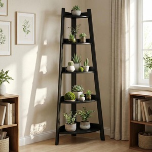 OY-PVC Balcony Triangular Shelf Multi Functional <b>Corner</b> Storage Rack Standing Type For Home Office Bookshelf <b>Plant</b> Display - Product Image 1