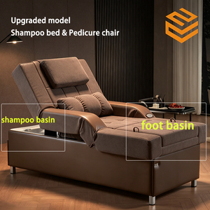 Station thermale de pédicure moderne en métal avec dossier réglable et élévateur, chaise avec shampoing et tête de salon, lits de massage pour hôtel - Product Image 4