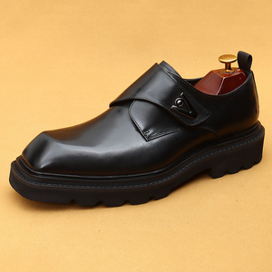 Chaussures en cuir pour hommes à semelles épaisses, rehausseurs de talon, bout large et carré, style coréen, légères, à enfiler, pour affaires et occasions formelles - Product Image 4