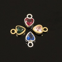 Nouveauté 2025 – Breloques cœur en or laminé avec zircone cubique 3A et pierre de naissance pour la fabrication de bijoux, pendentif amour, Saint-Valentin