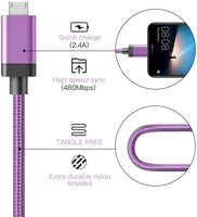 Câble de données USB 2.0 en nylon tressé LUNG KAY à charge rapide, longueur personnalisée, pour ordinateur et téléphone portable, violet lilas