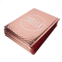 Creatrust-sobres metálicos con logotipo personalizado, color oro rosa, con relleno, para correo postal
