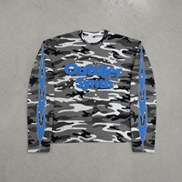T-shirt Yingling 3D en coton gaufré à manches longues, style streetwear, avec logo imprimé camouflage en relief, graphique personnalisé, ODM, coupe ample