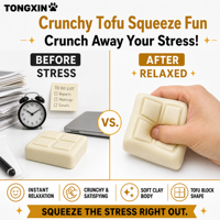 Jouet Squishy TONGXIN en argile Tofu croustillant, Jouets à presser, Balles anti-stress, Jouet sensoriel, Vente en gros