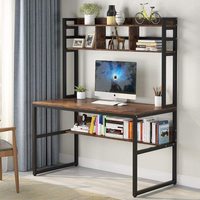 ÉCHANTILLON GRATUIT Bureau d'ordinateur avec clapier Bureau rustique Bureau d'étude Poste de travail d'écriture avec étagère de rangement sous le dessus pour bureau à domicile