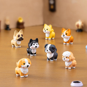漫画ミニ犬フィギュアミニチュア子犬フィギュアプラスチック工芸品DIYイースターエッグマイクロ風景盆栽装飾用 - Product Image 1
