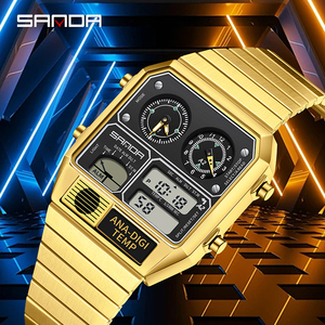 SANDA 3192 LED Watch for Men Multifunction Alarm Luminous Electronic Temperature Waterproof <strong>Digital</strong> Stopwatch LED Watches <strong>Clocks</strong> - Product Image 6