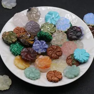 Wholesale Jade Crystal Agate Carved Flowers Shape Loose Beads for DIY Handmade Jewelry Accessories