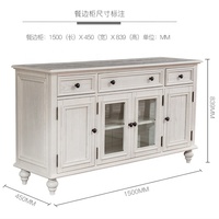 Buffet en bois finition blanche, meuble de rangement, serveur, porte-bouteilles, table de bar