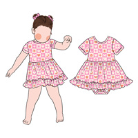 Robe-bébé à manches courtes imprimées et bords volantés, très tendance, pour un usage quotidien décontracté