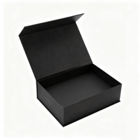 Boîtes à perruques en carton rigide magnétique noir avec laminage mat et gaufrage, logo personnalisé, emballage de luxe recyclable