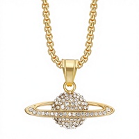 Colliers pendentifs Hip Hop Celestial the Earth en acier inoxydable étanche, sertis de zircons CZ, bijoux de mode pour hommes, vente en gros