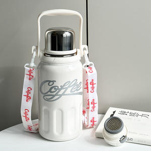Gran taza aislada de acero inoxidable 316, botella de agua de 800ml, taza de cola de café de diamante portátil clásica para estudiantes, correa para el hombro - Product Image 5