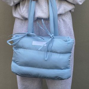 <b>Custom</b> Fashion Puffer Tote Candy Color Blue Nylon Puffy Quilted Tote Bag Large Lightweight Down Cotton Padding Shoulder Bags - Product Image 2