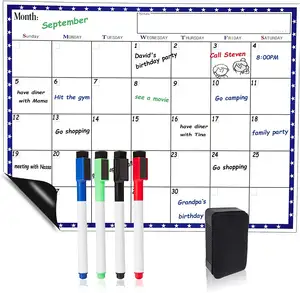 冰箱日历的磁性日历干擦磁性白板日历，带1个磁铁橡皮擦和4个磁铁