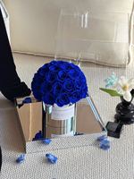 Fleurs de mariage, cadeaux pour la fête des mères, roses éternelles bleu royal, boîte à fleurs de luxe, boîte cadeau florale éternelle en gros