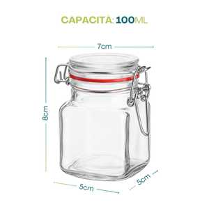 Square Glass <b>Jars</b> 100ml Airtight Clip Closure Ideal <b>For</b> Preserves <b>Jams</b> Biscuits - Product Image 2