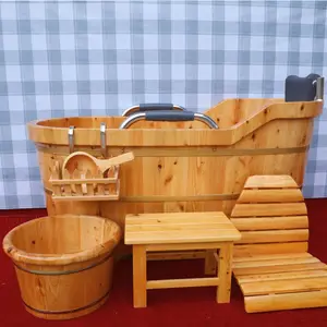 sauna wooden bathroom bathtub freestanding soaking bathtub bath tub basin