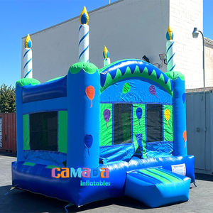 Maison de rebond gonflable commerciale thème <span class=keywords><strong>anniversaire</strong></span> sauter château bleu moonwalk inclus avec souffleur et kits de réparation - Product Image 1