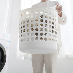 High quality multi-purpose PE round dirty clothes rattan laundry basket sterilite 53 Liter white plastic laundry Basket