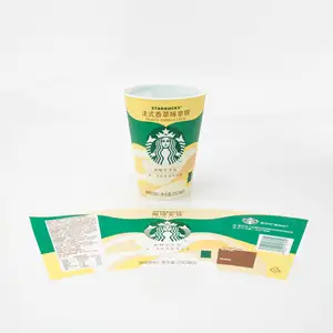 Vật liệu PP thay đổi nhiệt độ phim nhiều lớp nền trắng nhãn Starbucks cốc nhựa bóng IML in nhãn