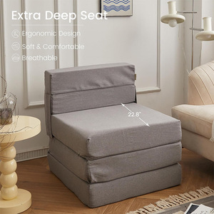 Convertible <b>Sofa</b> <b>Bed</b> Square <b>Foldable</b> Multifunctional Extra Deep Seat 22.8 Inch For Living Room Bedroom Floor Use - Product Image 1