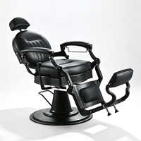 Fauteuil de Barbier Hydraulique Robuste Professionnel Inclinable Rétro Noir – Mobilier et Équipement de Salon pour Hommes
